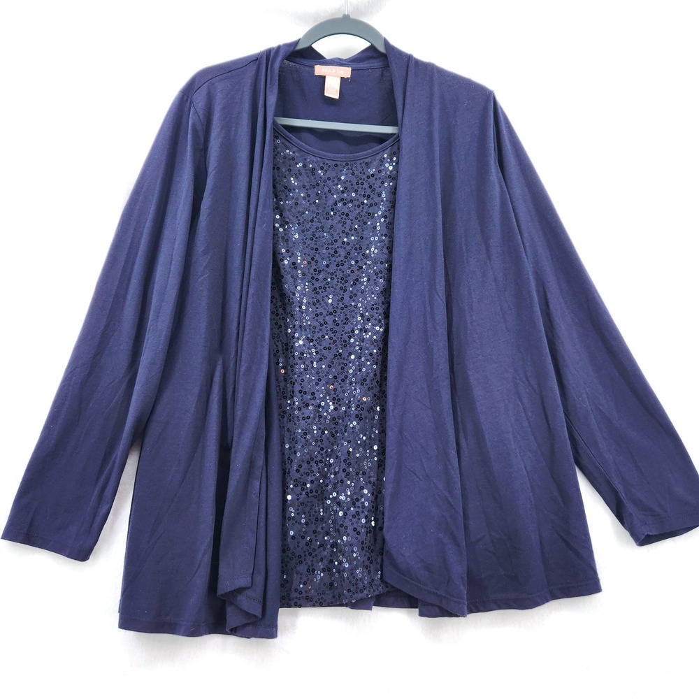 White Stag Dark Navy Sequin Tank and Cardigan Set WSL45508SQ‎ XL 16-18